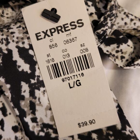 NWT Express Snakeskin Scarf Neck Sleeveless Tunic Blouse L Indie Minimal Flowy - Picture 7 of 13